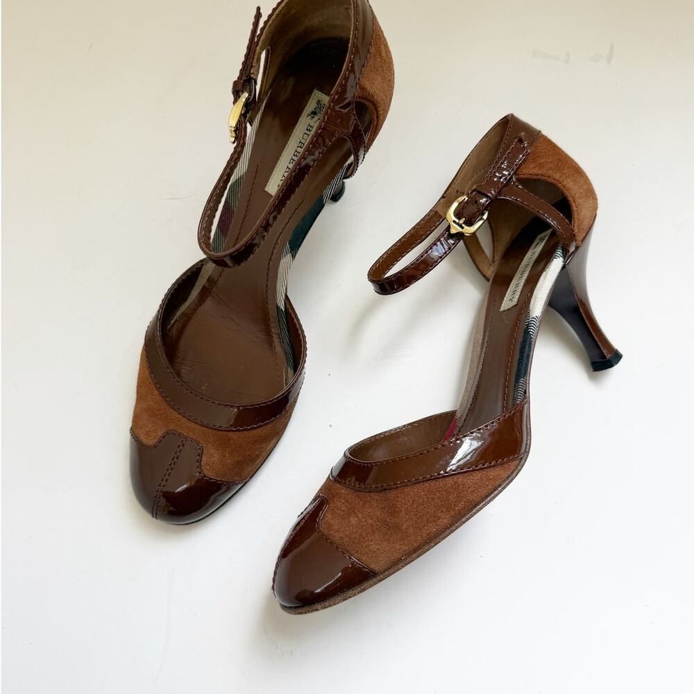 Burberry Two Tone Brown Suede Heels Size 38